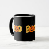 Mug Hey Boo Cute Citrouille Typographie Dessin Art (Devant gauche)