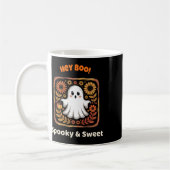 Mug Hey Boo Ghost Retro Halloween Éffrayant Mat Octobr (Gauche)
