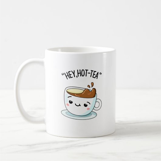 Mug Hey Hot Tea Funny Cuppa Tea Pun (Gauche)