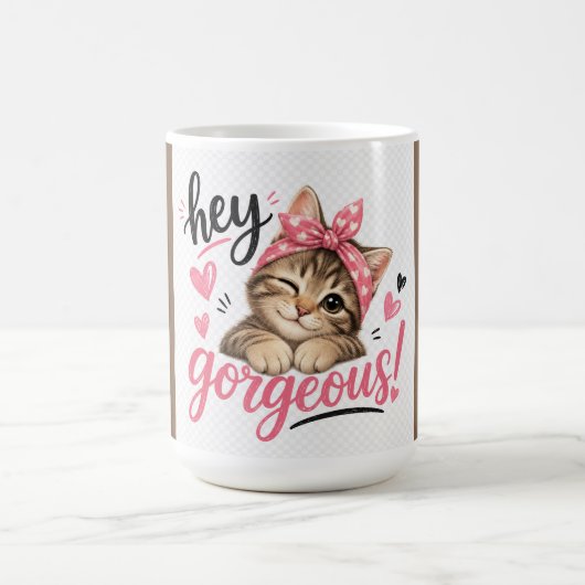 Mug Hey Magnifique Design de Chat Mignon (Centre)