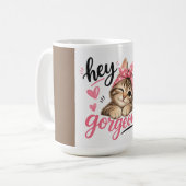 Mug Hey Magnifique Design de Chat Mignon (Devant gauche)
