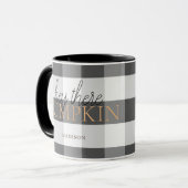 Mug Hey There Citrouille noir et blanc Buffalo Check (Devant gauche)