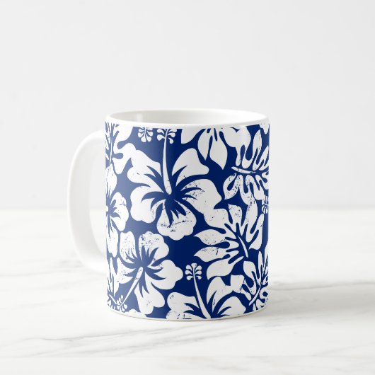 Mug Hibiscus blanc usé tropical (Devant gauche)