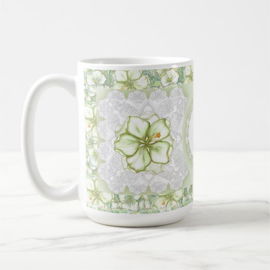 Mug Hibiscus & dentelle BLANC (Gauche)