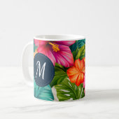 Mug Hibiscus floral tropical Monogramme (Devant gauche)