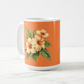 Mug Hibiscus jaune Motif sur Orange (Devant gauche)