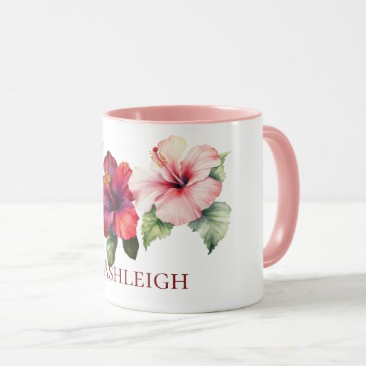 Mug Hibiscus rose Tropical (Devant droit)