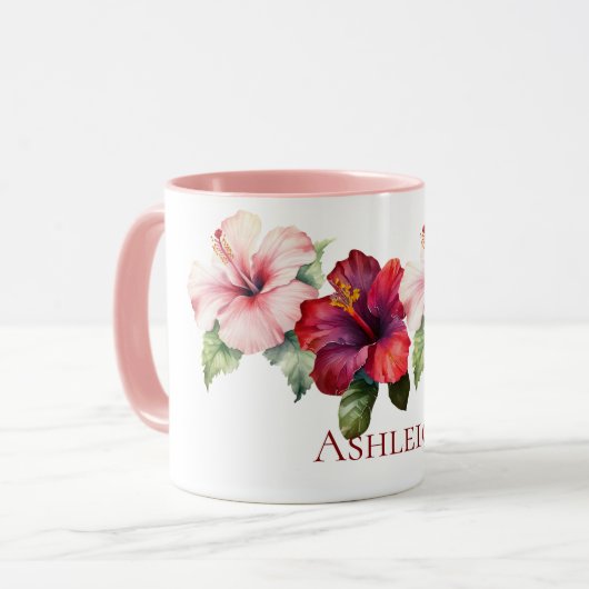 Mug Hibiscus rose Tropical (Devant gauche)