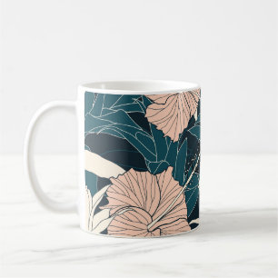 Mug Hibiscus rose tropical, arrière - plan sombre