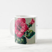 Mug Hibiscus Soft Pastel Floral Pixel Art (Devant gauche)