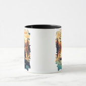 Mug Hibou au reflet de la forêt au coucher du soleil (Centre)