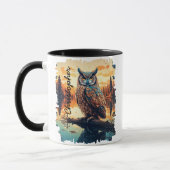 Mug Hibou au reflet de la forêt au coucher du soleil (Gauche)