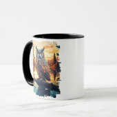 Mug Hibou au reflet de la forêt au coucher du soleil (Devant gauche)