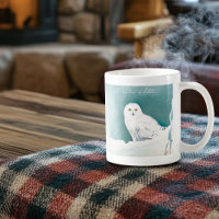 Hibou blanc ciel arctique hiver neige sarcelle