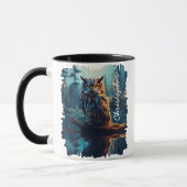 Mug Hibou dans la réflexion de la forêt au clair de lu (Gauche)