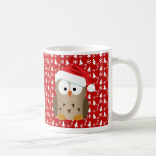 Mug Hibou de Noël avec le casquette de Père Noël