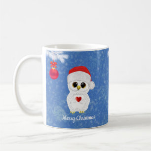 Mug Hibou de Noël blanc