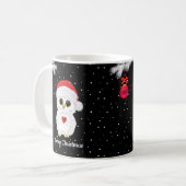 Mug Hibou de Noël blanc sur fond noir (Devant gauche)