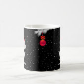 Mug Hibou de Noël blanc sur fond noir (Centre)