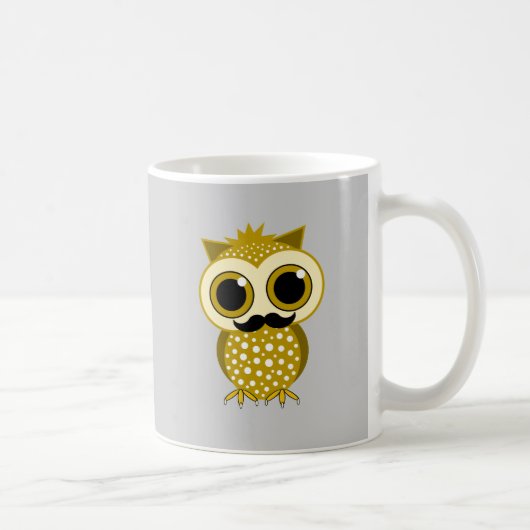 Mug hibou drôle de moustache (Droite)