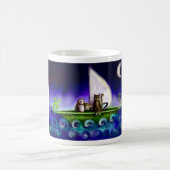 Mug hibou et l'illustration vibrante moderne de minou (Centre)