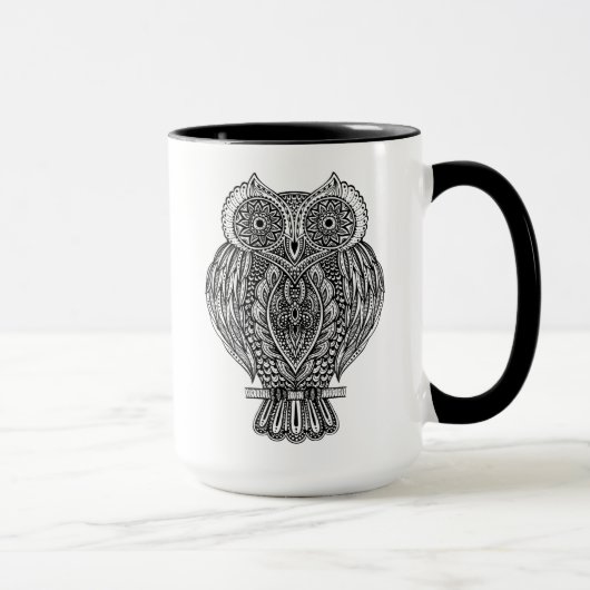 Mug Hibou fleuri tiré par la main inspiré (Droite)