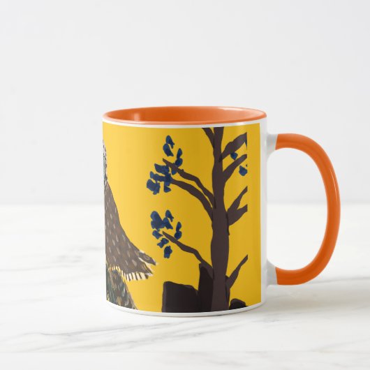 Mug Hibou folklorique sur souche d'arbre (Droite)