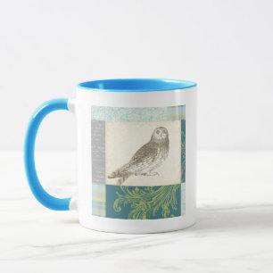 Mug Hibou gris sur l'arrière - plan de motif