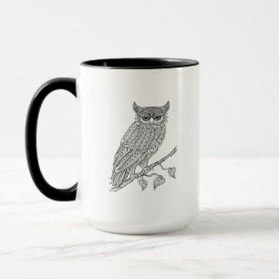 Mug Hibou magique inspiré se reposant sur la branche
