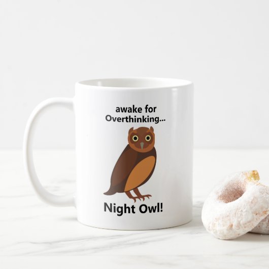 Mug Hibou Nocturne Rêveur Drôle (Avec donut)