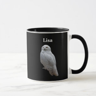 Mug Hibou personnalisé de neige sur le noir