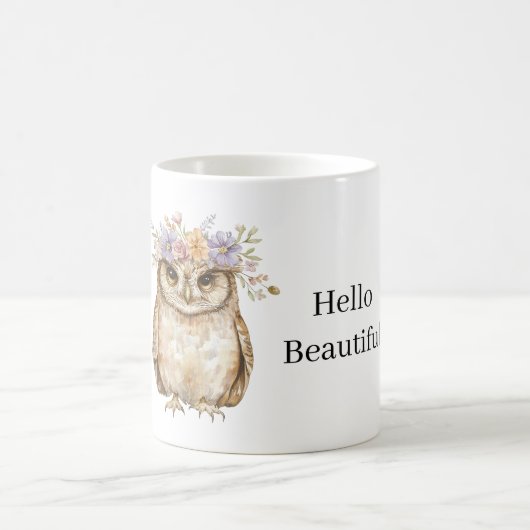 Mug Hibou portant des fleurs (Centre)