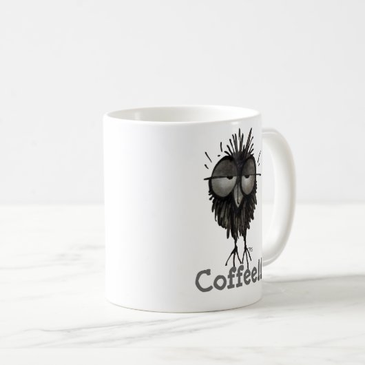 Mug Hibou somnolent mignon et drôle fait sur commande (Devant droit)