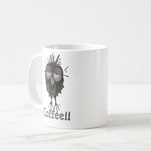 Mug Hibou somnolent mignon et drôle fait sur commande (Devant gauche)