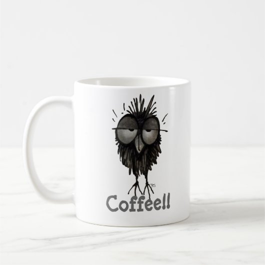Mug Hibou somnolent mignon et drôle fait sur commande (Gauche)