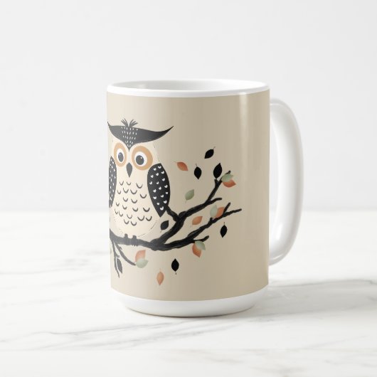Mug Hibou sur une branche (Devant droit)