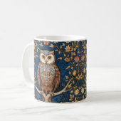 Mug Hibou sur une branche bleu automne arrière - plan  (Devant gauche)