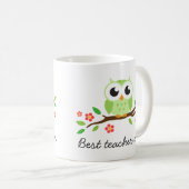 Mug Hibou vert sur le meilleur texte de coutume de (Devant droit)