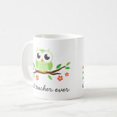 Mug Hibou vert sur le meilleur texte de coutume de (Devant gauche)