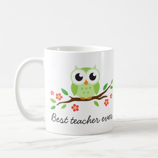 Mug Hibou vert sur le meilleur texte de coutume de (Gauche)