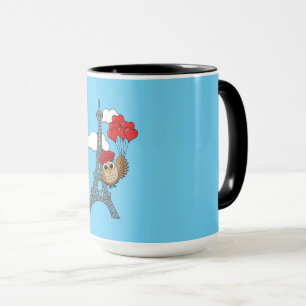 Mug Hibou volant avec des ballons de coeur à Paris