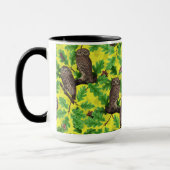 Mug Hiboux dans la forêt sur fond jaune citron (Gauche)