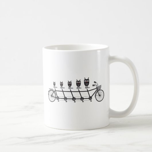 Mug hiboux mignons sur la bicyclette tandem (Droite)