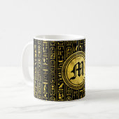 Mug Hiéroglyphes antiques égyptiens d'or de monogramme (Devant gauche)