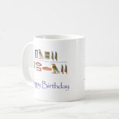 Mug Hiéroglyphes d'Egyptien de joyeux anniversaire (Devant gauche)