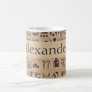 Mug Hiéroglyphes égyptiens anciens Art sur parchemin