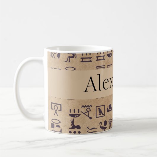 Mug Hiéroglyphes égyptiens anciens Art sur parchemin (Gauche)