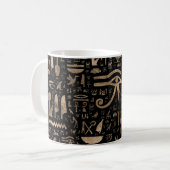 Mug Hiéroglyphes égyptiens antiques - noir et or (Devant gauche)