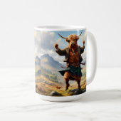 Mug Highland Cow Dansant Le Highland Fling, (Devant droit)