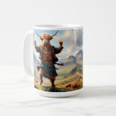 Mug Highland Cow Dansant Le Highland Fling, (Devant gauche)